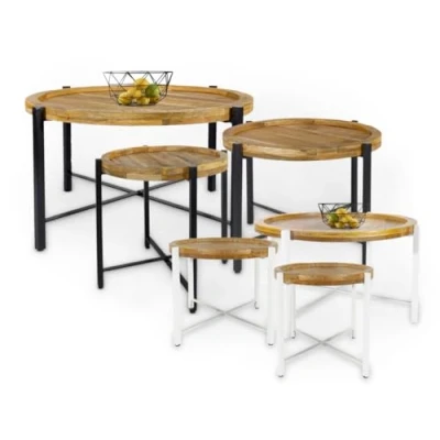 Abbildung von Amago home Couchtisch Beistelltisch rund ø46/55/75cm Industrie Style Wohnzimmer Tisch Sioux Metall Gestell Größe ø 55 cm, Farbe Tabacco schwarz
