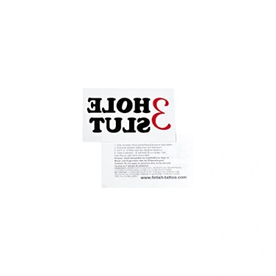 Abbildung von 5 x 3 Hole Slut Tattoo Schriftzug in rot und schwarz Kinky Fetish Temporary (5)