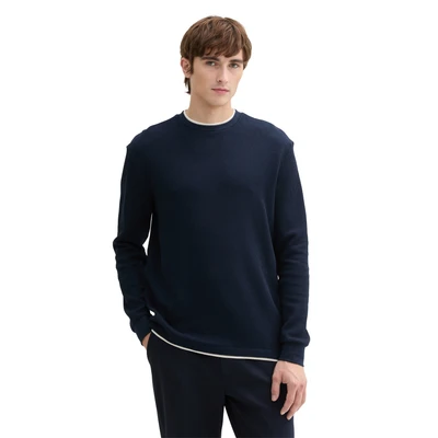 Abbildung von TOM Tailor Denim IM 2IN1 LOOK Langarmshirt, Herren, Größe: Large, Sky captain blue