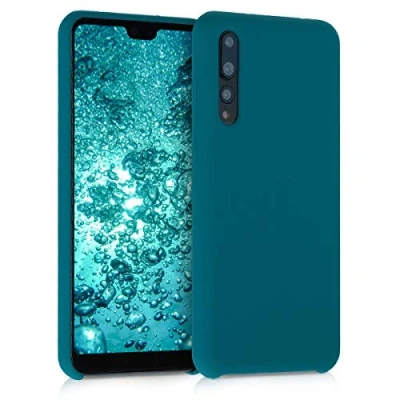 Abbildung von kwmobile Hülle kompatibel mit Huawei P20 Pro Silikon Handy Case Handyhülle weiche Oberfläche kabelloses Laden Petrol matt