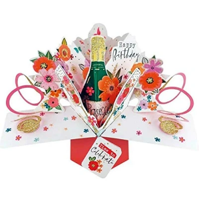 Abbildung von Geburtstag Prosecco Pop Up Grußkarte Original Second Nature 3D Karten