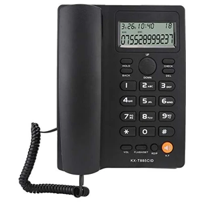 Abbildung von Schnurgebundenes Telefon, KX T885 Anrufer ID Anzeige Freisprechen Festnetztelefon für das Home Office Hotel(Schwarz)