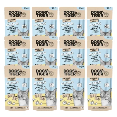 Abbildung von Adult Katzenfutter, Allerlei, Nassfutter für Katzen, Getreidefrei, Lachs mit Ei &amp; Kürbis, 12x 125g