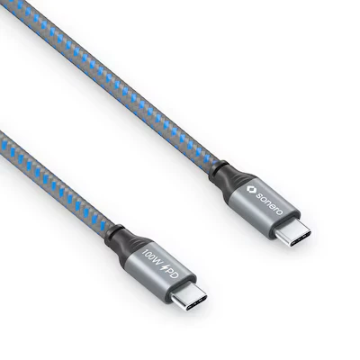 Abbildung von Sonero® USB C auf Ladekabel, Handy Schnellladekabel C, Kabel Typ 2.0, 100W PD, grau/blau, 2,00m