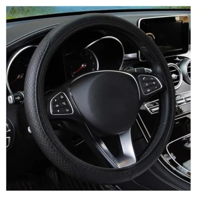 Abbildung von Auto Lenkrad Schutzhülle Universelle Autolenkradabdeckung Für Citroen C4 C5 C3 Picasso Xsara Berlingo Saxo C2 C1 C4L DS3 Xantia DS4 C8 Lenkradschutz(Schwarz)