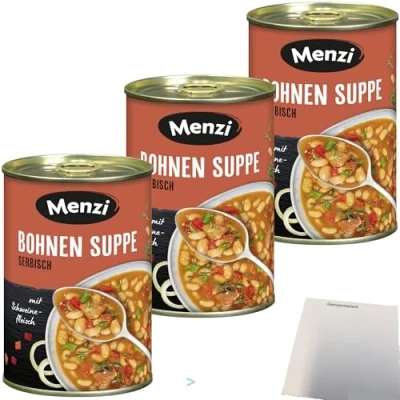 Abbildung von Menzi Serbische Bohnensuppe 3er Pack (3x400ml Dose) + usy Block