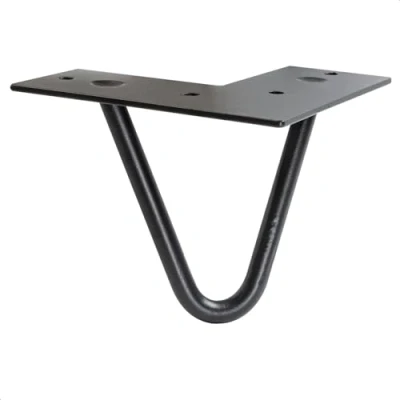 Abbildung von WAGNER Möbelbein/Tischbein/Möbelfuß Hairpin Leg Retro Style Stahl pulverbeschichtet schwarz, 12 x 10 cm, Bein konisch/schräg verlaufend, integrierte Anschraubplatte 12821001