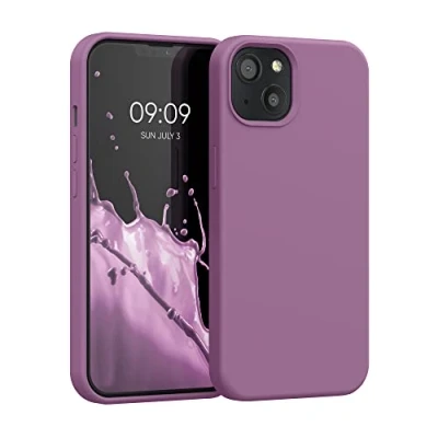 Abbildung von kwmobile Hülle kompatibel mit Apple iPhone 13 Silikon Handy Case Handyhülle weiche Oberfläche kabelloses Laden Orchidee Violett