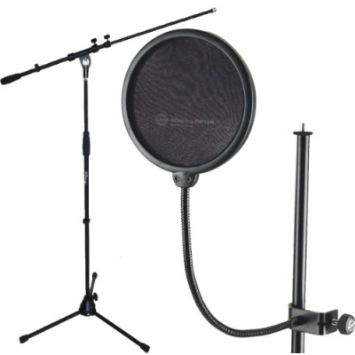 Abbildung von K&amp;M 23956 Popschutz + keepdrum MS107B Mikrofonständer