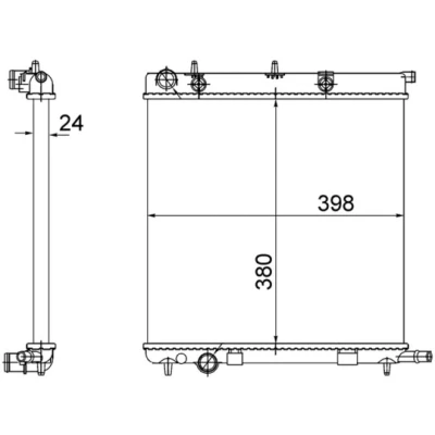 Abbildung von MAHLE ORIGINAL CR 556 002S Kühler, Motorkühlung für Fahrzeuge mit/ohne Klimaanlage 380 398 24 Kühlrippen mechanisch gefügt CITROËN: C2 Schrägheck
