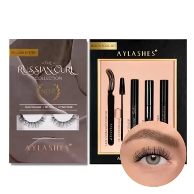 Abbildung von AYLASHES Starter Kit NO. 2 mit Wimpernkleber, Remover, Transparenter Top Coat und Applicator, 5 Paar Wimpernextensions bis zu 7 Tage Halt