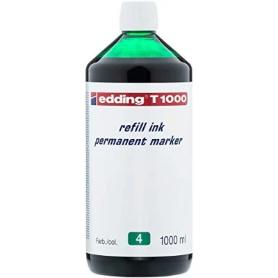 Abbildung von edding T 1000 Nachfülltinte Permanent Marker grün ml mit Tropfenspender, zum schnellen Nachfüllen fast aller
