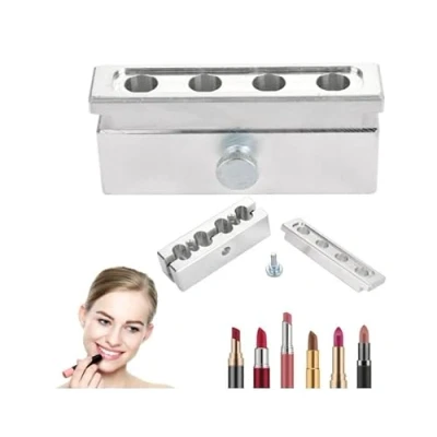 Abbildung von DIY Lippenstiftform, Lippenbalsam machen Tool Kit Set, 4 Kavitäten Lippenstiftform Aluminiumlegierung Maker für Lippenstift(Single use)
