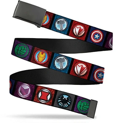 Abbildung von Buckle Down Herren Webgürtel Avengers 3,2 cm Gürtel, Mehrfarbig, 1.25&quot; Wide Fits up to 42&quot; Pant Size