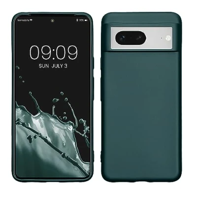 Abbildung von kwmobile Case kompatibel mit Google Pixel 8 Hülle Schutzhülle aus Silikon metallisch schimmernd Handyhülle Metallic Petrol