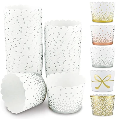 Abbildung von Frau WunderVoll® 25 Muffin BACKFORMEN Punkte Silber Durchmesser 6,1 cm/Muffinbackform, Muffinform, Backformen, Backförmchen, Cupcake Formen, Förmchen Papier
