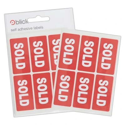 Abbildung von Blick Verkauft Aufkleber 25mm x 50mm (42 Aufkleber)