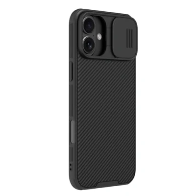 Abbildung von Nillkin Camshield Pro Schutzhülle für Apple iPhone 16 (15,5 cm (6,1 Zoll), magnetisch, funktioniert mit Magsafe Ladegerät, Kameraschieber, doppellagiger Schutz, TPU + PC (Eckstoß Luftbeutel), Schwarz