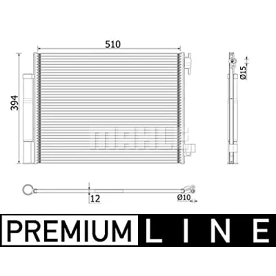 Abbildung von MAHLE ORIGINAL AC 73 000P Klimakondensator mit Trockner 10 15,0 510,0 DACIA: Duster SUV, SANDERO 2, Lodgy, RENAULT: Clio 4 Schrägheck, Captur