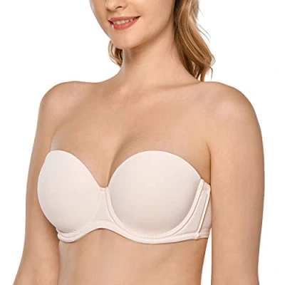 Abbildung von DELIMIRA Damen Trägerloser BH Bügel mit geformte Cups Kokosnuss Weiß 85E
