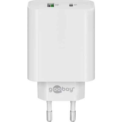 Abbildung von Goobay 61756 Dual Port USB C Ladegerät 45W Schnellladegerät PD Universal Netzteil Adapter Ladestecker Fast Charger Samsung S22 iPhone 14 Weiß