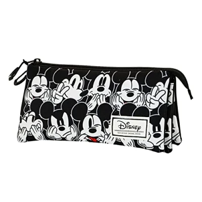 Abbildung von Micky Maus Mess FAN Dreifach Federmäppchen, Schwarz