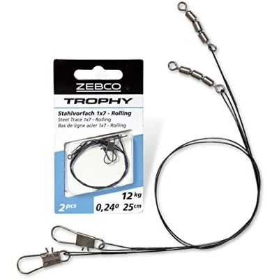 Abbildung von Zebco Qualitäts Trophy Stahlvorfach 1x7 Rolling sicheres Vorfach Material Spinnfischen Angel Zubehör Hecht Angeln, Diverse, 6 kg