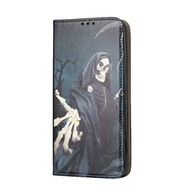 Abbildung von KX Mobile Hülle für Samsung Galaxy S20 FE Handyhülle Motiv 1332 Sensenmann Totenkopf Skull Bones Premium Smart aus Kunstleder einseitig bedruckt HandyCover
