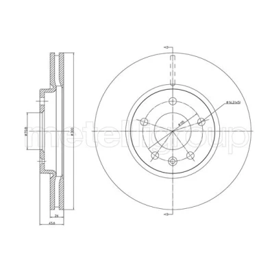 Abbildung von METELLI 23 1003C Bremsscheibe 300,0 26,0 5 71,0 Belüftet lackiert OPEL: Astra J Sports Tourer, Zafira C Schrägheck, CHEVROLET: Orlando