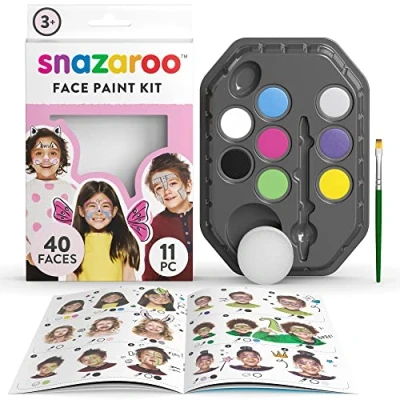 Abbildung von Snazaroo Schminkset für Mädchen,Schminkpalette mit Pinsel, Schwämmchen und Anleitung, 8 Farben