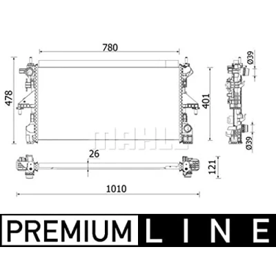 Abbildung von MAHLE ORIGINAL CR 933 000P Kühler, Motorkühlung 780 401 26 Kühlrippen gelötet FIAT: Ducato III Kastenwagen, Bus