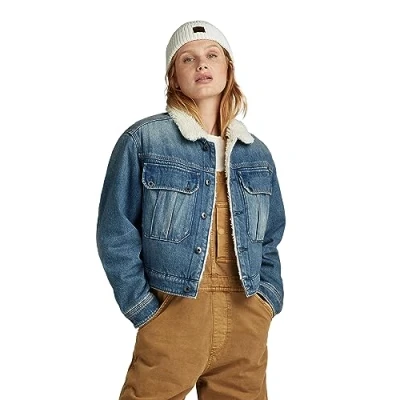 Abbildung von G STAR RAW Damen Short Sherpa Denim jacket Wmn, Blau (antique faded blue agave D23686 D436 G129), XL