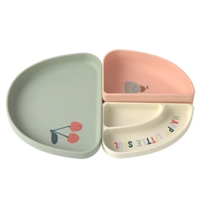 Abbildung von LÄSSIG Baby Kinder Geschirrset Silikon Teller Schüssel Snackteller/Silicone Dish Set Happy Fruits Cherry
