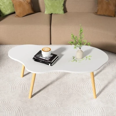 Abbildung von loyliawa Couchtisch, Couchtische für Wohnzimmer, kleiner Mitte des Jahrhunderts, moderner Teetisch, Wohnzimmerzentrum, minimalistischer Display Couchtisch mit Wolkenform kleine Räume,