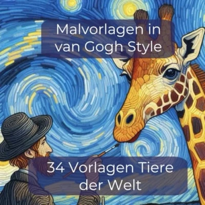 Abbildung von Malbuch van Gogh Style Ausmalbuch für Erwachsene, 34 Vorlagen Tiere