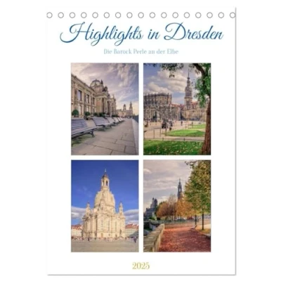 Abbildung von Highlights in Dresden (Tischkalender 2025 DIN A5 hoch), CALVENDO Monatskalender