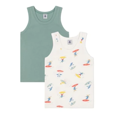 Abbildung von Petit Bateau 2PACK Unterhemd/shirt für Kinder, Größe: 110, White green multicolor
