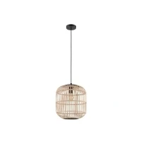 Abbildung von Eglo 43216 NATURE Pendelleuchte BORDESLEY Stahl schwarz, Holz natur E27 1X28W Ø35cm H:110cm dimmbar