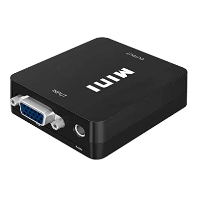 Abbildung von OcioDual VGA auf HDTV Adapter Analog zu Digital 1080p Converter Schwarz fur PC Monitor Laptop TV Beamer VGA2HDTV Konverter Wandler Full HD Auflosung