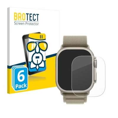 Abbildung von BROTECT Schutzglas für Apple Watch Ultra 2 (49 mm) (6 Stück) Schutzfolie Panzer Folie Glas [Extrem Kratzfest 9H, Anti Fingerprint,
