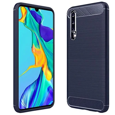 Abbildung von ebestStar Hülle für Huawei P30, Silikon Handyhülle Cover, Carbon Fiber Texture Schutzhülle, Dunkelblau