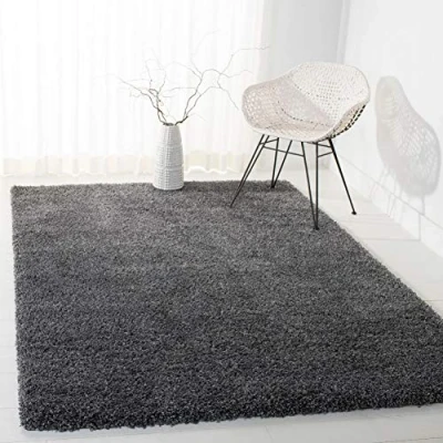 Abbildung von SAFAVIEH Zottelig Teppich für Wohnzimmer, Esszimmer, Schlafzimmer California Shag Collection, Hoher Flor, Dunkelgrau, 91 X 152 cm