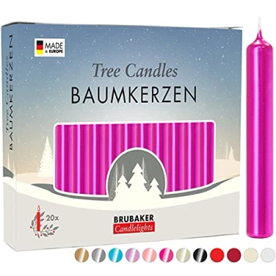 Abbildung von BRUBAKER 200er Pack Baumkerzen Wachs Weihnachtskerzen Pyramidenkerzen Christbaumkerzen Pink