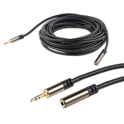 Abbildung von auvisio Kopfhörer Verlängerung: 3,5 mm Klinken Verlängerungskabel, Stereo, 5 m, vergoldet (Kopfhörer Kabel Verlängerung, Lautsprecherkabel)