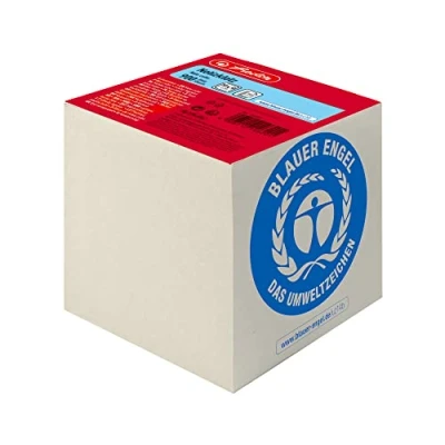 Abbildung von Herlitz Notizklotz Geleimt UWS Papier, blauer Engel, 1 Stück in Folienpackung, 900 Blatt, 9 x cm, grau