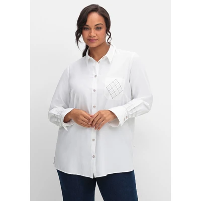 Abbildung von Sheego Hemdbluse, Damen, Größe: 40, Offwhite