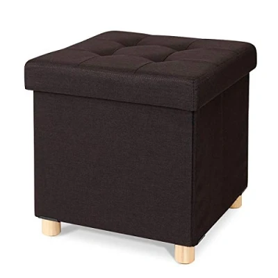 Abbildung von dibea Sitzhocker Klapphocker Sitzbank Aufbewahrungsbox 38x38x38 cm, braun