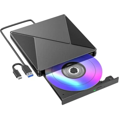 Abbildung von BHHB Externes CD DVD Laufwerk USB 3.0 &amp; C CD/DVD Extern, +/ RW ROM Brenner Optical External Drive für Laptop, PC, Desktop, MacBook, iMac, Windows 11/10/8/7/XP/Linux/MacOS