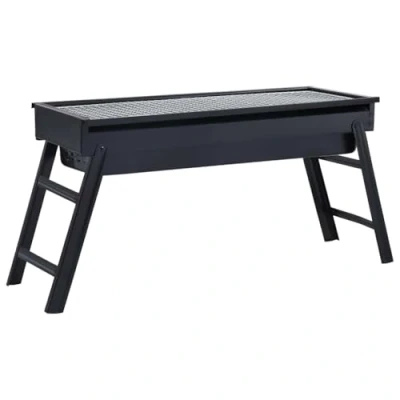Abbildung von vidaXL Camping Grill Tragbar BBQ Holzkohlegrill Tischgrill Standgrill Picknickgrill Klappgrill Terrasse Campinggrill Garten Stahl 60x22,5x33cm