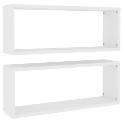 Abbildung von vidaXL 2X Würfelregal Wandregal Hängeregal Cube Lounge CD Regal Dekoregal Bücherregal Schweberegal Wandboard Regalwürfel Weiß 60x15x23cm Holzwerkstoff